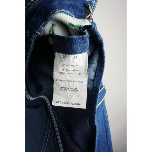 Liberty Blue Denim Overalls with Green and White Details - Picture 4 of 8